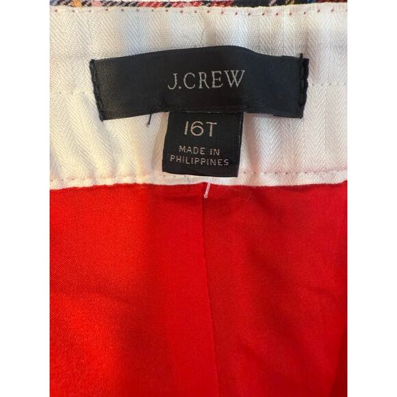 J.Crew Red Tartan Plaid Pant 16T Tall Straight Leg Classic Holiday Dress Trouser - Picture 3 of 7